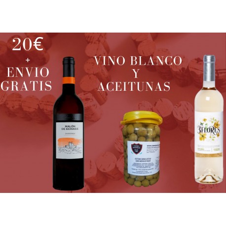 LOTE SAN VALENTIN VINOS BLANCOS Y ACEITUNAS 20€ + ENVIO GRATIS